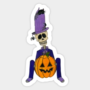 Skeleton With Jack-O-Lantern Sticker